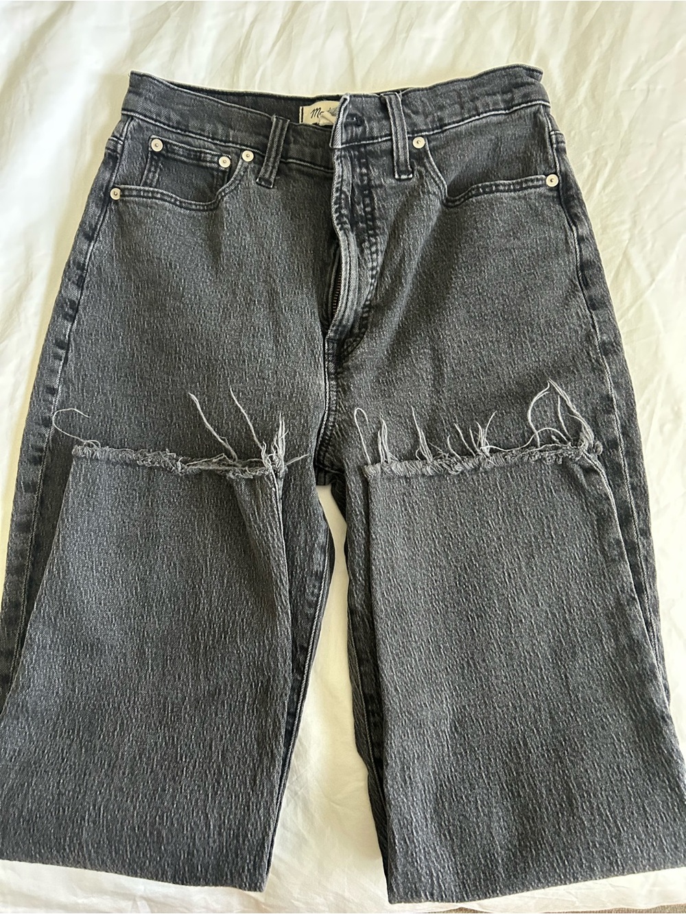 Madewell Black Washed Denim Jeans with Leather Patch